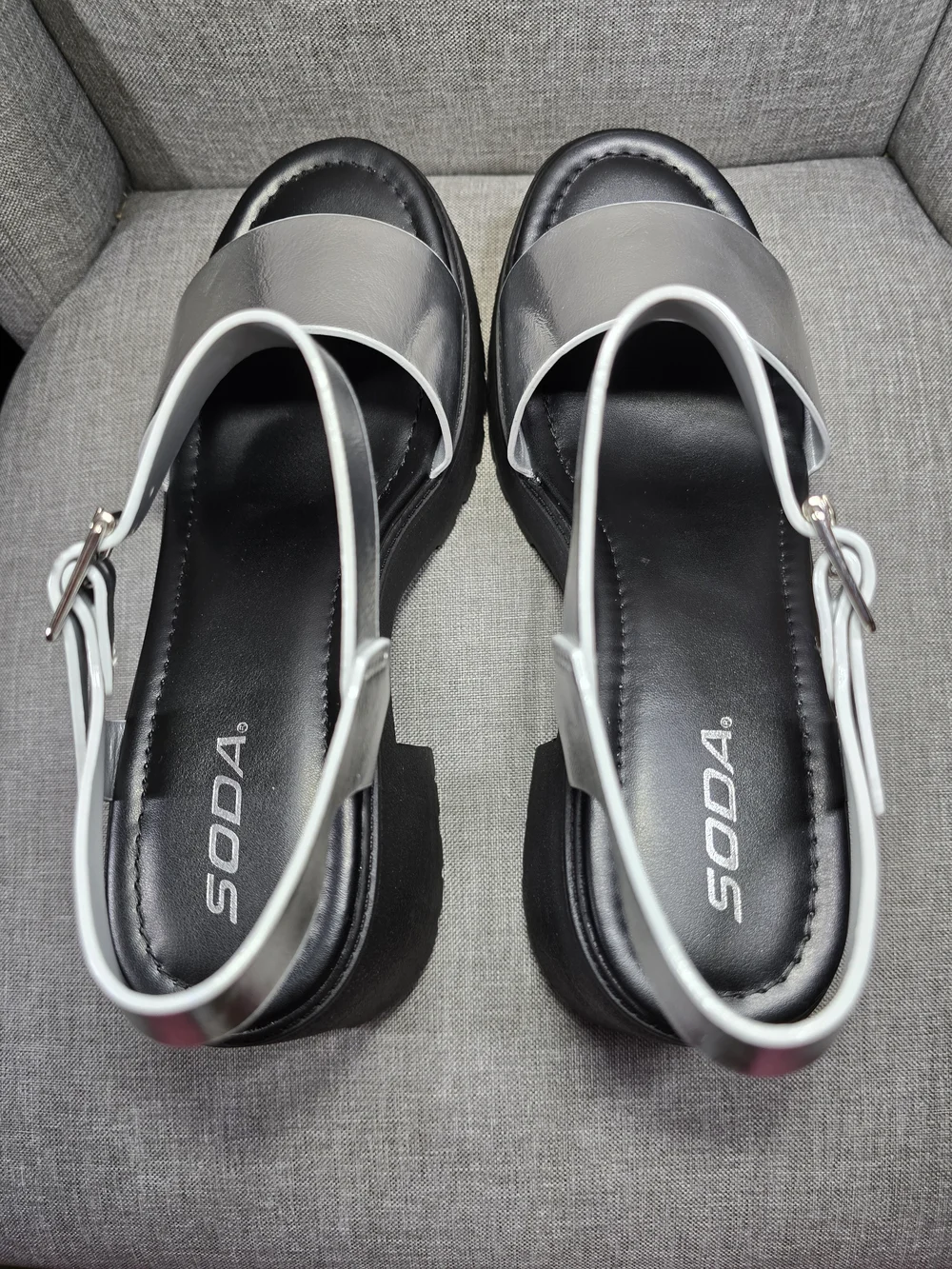 Soda Silver Metallic Chunky Platform Sandal